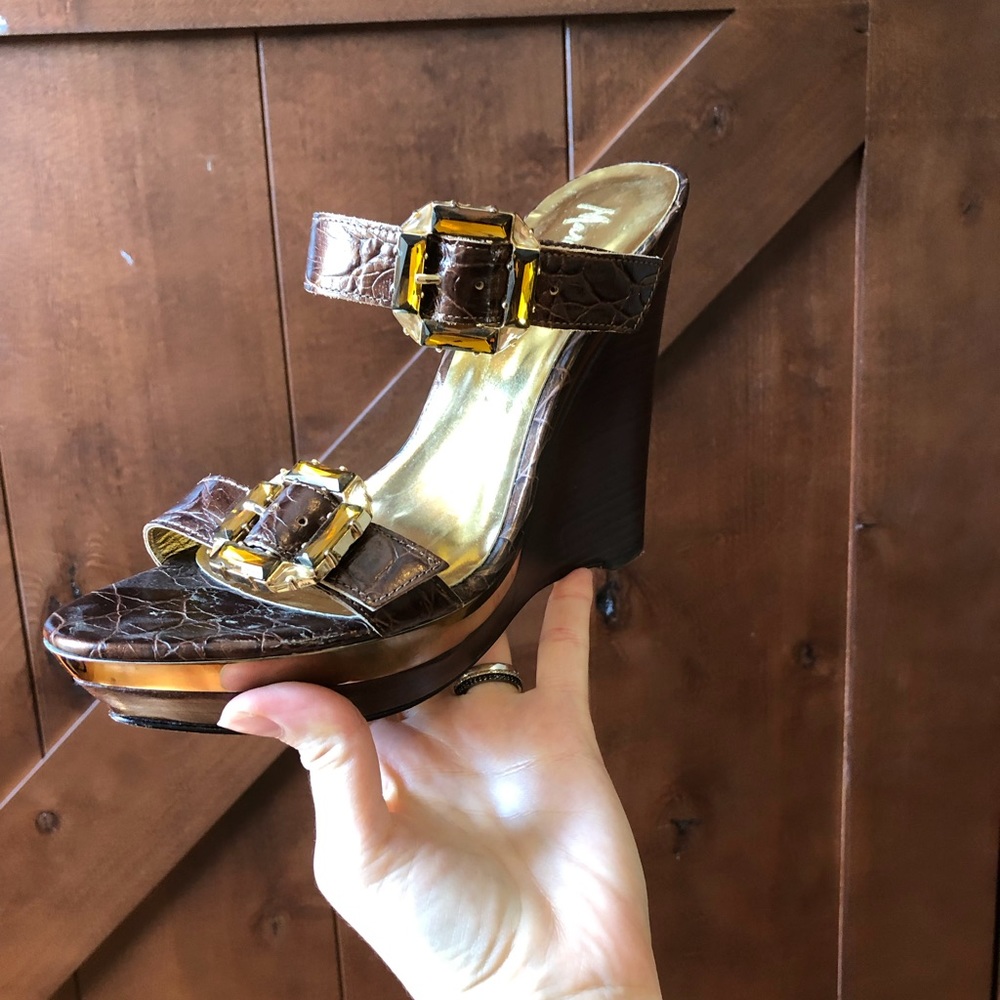 Marciano brown Leather wedge